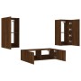 Wall TV cabinets with LED lights 3 pieces oak brown by , TV Furniture - Ref: Foro24-3216880, Price: 170,99 €, Discount: %