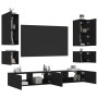 Wall TV cabinets with LED lights 6 pieces black by , TV Furniture - Ref: Foro24-3216889, Price: 290,04 €, Discount: %