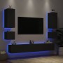 Wall TV cabinets with LED lights 6 pieces black by , TV Furniture - Ref: Foro24-3216889, Price: 290,04 €, Discount: %