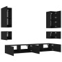 Wall TV cabinets with LED lights 6 pieces black by , TV Furniture - Ref: Foro24-3216889, Price: 290,04 €, Discount: %