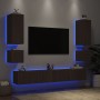 Muebles de TV de pared con luces LED 6 piezas marrón roble de , Muebles TV - Ref: Foro24-3216894, Precio: 256,22 €, Descuento: %