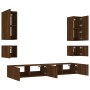 Wall TV cabinets with LED lights 6 pieces oak brown by , TV Furniture - Ref: Foro24-3216894, Price: 254,81 €, Discount: %