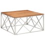 Silver stainless steel and solid acacia wood coffee table by , Coffee table - Ref: Foro24-349983, Price: 198,28 €, Discount: %