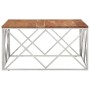 Silver stainless steel and solid acacia wood coffee table by , Coffee table - Ref: Foro24-349983, Price: 198,28 €, Discount: %