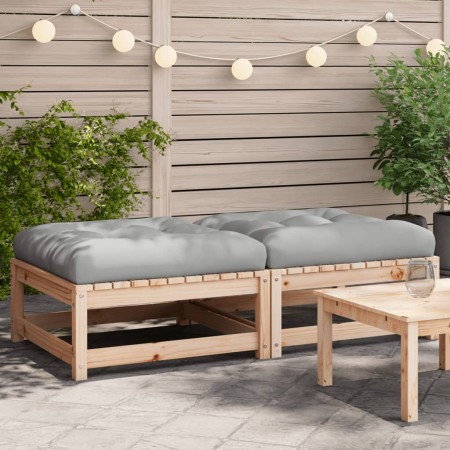 Gartenhocker mit Kissen 2 Stück aus massivem Kiefernholz von , Modulare Sofas für den Außenbereich - Ref: Foro24-838102, Prei...