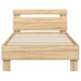 Cama con cabecero madera de ingeniería roble Sonoma 90x190 cm de , Camas y somieres - Ref: Foro24-838563, Precio: 80,90 €, De...