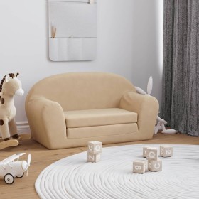 Children's 2-seater sofa bed in soft cream plush by , Baby and Toddler Furniture - Ref: Foro24-357001, Price: 55,99 €, Discou...