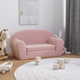 Pink soft plush 2-seater children's sofa bed by , Baby and Toddler Furniture - Ref: Foro24-357003, Price: 68,99 €, Discount: %