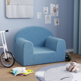 Sofá para niños felpa suave azul de , Mobiliario para bebés y niños pequeños - Ref: Foro24-357008, Precio: 33,41 €, Descuento: %