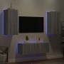 Muebles TV pared con LED 4 pzas madera ingeniería gris Sonoma de , Muebles TV - Ref: Foro24-3216809, Precio: 179,71 €, Descue...