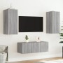 TV wall furniture with LED 4 pieces engineered wood gray Sonoma by , TV Furniture - Ref: Foro24-3216809, Price: 179,88 €, Dis...