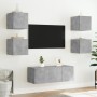 Muebles TV pared con LED 6 pzas madera ingeniería gris hormigón de , Muebles TV - Ref: Foro24-3216814, Precio: 181,03 €, Desc...