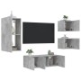 Muebles TV pared con LED 5 pzas madera ingeniería gris hormigón de , Muebles TV - Ref: Foro24-3216828, Precio: 186,55 €, Desc...