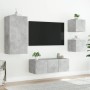 Muebles TV pared con LED 5 pzas madera ingeniería gris hormigón de , Muebles TV - Ref: Foro24-3216828, Precio: 186,55 €, Desc...