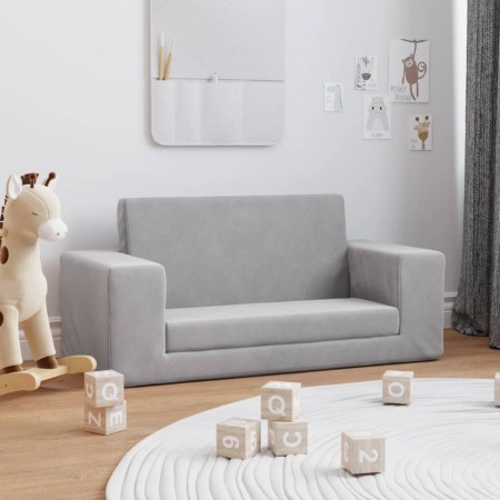 Sofá cama de niños 2 plazas felpa suave gris claro de , Mobiliario para bebés y niños pequeños - Ref: Foro24-357029, Precio: ...