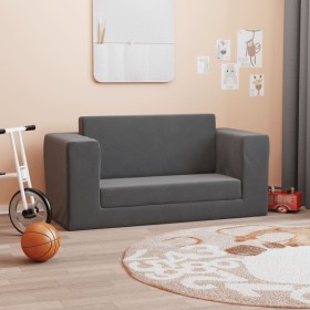 Sofá cama de niños 2 plazas felpa suave gris antracita de , Mobiliario para bebés y niños pequeños - Ref: Foro24-357036, Prec...