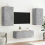 Muebles TV pared con LED 4 pzas madera ingeniería gris hormigón de , Muebles TV - Ref: Foro24-3216821, Precio: 180,83 €, Desc...