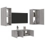 Muebles TV pared con LED 4 pzas madera ingeniería gris Sonoma de , Muebles TV - Ref: Foro24-3216823, Precio: 190,99 €, Descue...