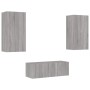 Muebles TV pared con LED 4 pzas madera ingeniería gris Sonoma de , Muebles TV - Ref: Foro24-3216823, Precio: 190,99 €, Descue...