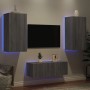 TV wall furniture with LED 4 pieces engineered wood gray Sonoma by , TV Furniture - Ref: Foro24-3216823, Price: 187,56 €, Dis...