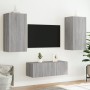 TV wall furniture with LED 4 pieces engineered wood gray Sonoma by , TV Furniture - Ref: Foro24-3216823, Price: 187,56 €, Dis...