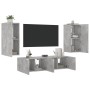 TV wall furniture with LED 4 pieces concrete gray engineered wood by , TV Furniture - Ref: Foro24-3216842, Price: 177,99 €, D...