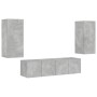 Muebles TV pared con LED 4 pzas madera ingeniería gris hormigón de , Muebles TV - Ref: Foro24-3216842, Precio: 181,94 €, Desc...