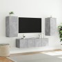 TV wall furniture with LED 4 pieces concrete gray engineered wood by , TV Furniture - Ref: Foro24-3216842, Price: 181,94 €, D...