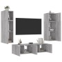 Muebles TV pared con LED 6 pzas madera ingeniería gris Sonoma de , Muebles TV - Ref: Foro24-3216837, Precio: 246,89 €, Descue...