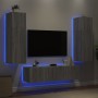 Muebles TV pared con LED 6 pzas madera ingeniería gris Sonoma de , Muebles TV - Ref: Foro24-3216837, Precio: 246,89 €, Descue...