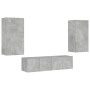 Muebles TV pared con LED 4 pzas madera ingeniería gris hormigón de , Muebles TV - Ref: Foro24-3216849, Precio: 193,75 €, Desc...