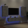 Muebles TV pared con LED 4 pzas madera ingeniería gris hormigón de , Muebles TV - Ref: Foro24-3216849, Precio: 193,75 €, Desc...