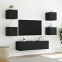 Wall TV cabinets with LED 6 pieces black engineered wood by , TV Furniture - Ref: Foro24-3216854, Price: 195,31 €, Discount: %