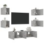 TV wall furniture with LED 6 pieces concrete gray engineered wood by , TV Furniture - Ref: Foro24-3216856, Price: 186,03 €, D...