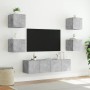 Muebles TV pared con LED 6 pzas madera ingeniería gris hormigón de , Muebles TV - Ref: Foro24-3216856, Precio: 191,51 €, Desc...