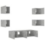 Muebles TV pared con LED 6 pzas madera ingeniería gris hormigón de , Muebles TV - Ref: Foro24-3216856, Precio: 191,51 €, Desc...