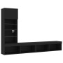 Wall TV cabinets with LED 4 pieces black engineered wood by , TV Furniture - Ref: Foro24-3216641, Price: 166,19 €, Discount: %