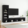 Wall TV cabinets with LED 4 pieces black engineered wood by , TV Furniture - Ref: Foro24-3216641, Price: 166,19 €, Discount: %