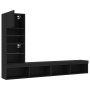 Wall TV cabinets with LED 4 pieces black engineered wood by , TV Furniture - Ref: Foro24-3216641, Price: 166,19 €, Discount: %