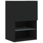 Wall TV cabinets with LED 4 pieces black engineered wood by , TV Furniture - Ref: Foro24-3216641, Price: 166,19 €, Discount: %