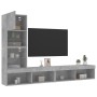 Muebles TV pared con LED 4 pzas madera ingeniería gris hormigón de , Muebles TV - Ref: Foro24-3216643, Precio: 167,65 €, Desc...