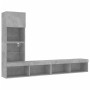 Muebles TV pared con LED 4 pzas madera ingeniería gris hormigón de , Muebles TV - Ref: Foro24-3216643, Precio: 167,65 €, Desc...