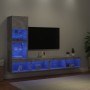 Muebles TV pared con LED 4 pzas madera ingeniería gris hormigón de , Muebles TV - Ref: Foro24-3216643, Precio: 167,65 €, Desc...