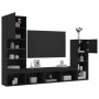 Wall TV cabinets with LED 4 pieces black engineered wood by , TV Furniture - Ref: Foro24-3216648, Price: 192,90 €, Discount: %