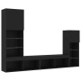 Wall TV cabinets with LED 4 pieces black engineered wood by , TV Furniture - Ref: Foro24-3216648, Price: 192,90 €, Discount: %