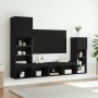 Wall TV cabinets with LED 4 pieces black engineered wood by , TV Furniture - Ref: Foro24-3216648, Price: 192,90 €, Discount: %