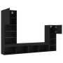 Wall TV cabinets with LED 4 pieces black engineered wood by , TV Furniture - Ref: Foro24-3216648, Price: 192,90 €, Discount: %