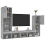 TV wall furniture with LED 4 pieces concrete gray engineered wood by , TV Furniture - Ref: Foro24-3216657, Price: 190,97 €, D...