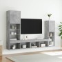 Muebles TV pared con LED 4 pzas madera ingeniería gris hormigón de , Muebles TV - Ref: Foro24-3216657, Precio: 190,97 €, Desc...