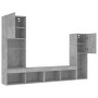 Muebles TV pared con LED 4 pzas madera ingeniería gris hormigón de , Muebles TV - Ref: Foro24-3216657, Precio: 190,97 €, Desc...